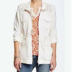 NWOT Lucky Brand Linen Eyelet Safari Jacket